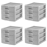 Sterilite 23436A04 Medium Weave 3 Unit storage drawer, Cement