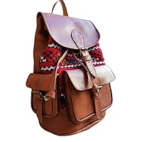 Backpack in genuine leather Unisex backpack handmade daypack casual bag with vintage kilim