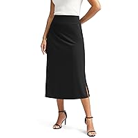 Viodia Womens Midi Skirt with 4 Pockets Modest Skorts Skirts with Shorts High Waisted Long Skorts for Women Dressy Casual