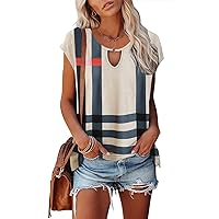 Womens Cap Sleeve T Shirts Casual Basic Summer Tops 2024 Fashion Crew Neck Loose Fit Short Sleeve Shirts Blouse