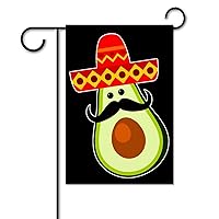 Mexican Avocado with Sombrero Cute Welcome Spring Garden Flag 12x18 Inch Yard Outdoor Flags Double Sided Outdoor