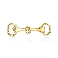 Equine Cowgirl Equestrian Gift Double Bit Horse Snaffle Bit Brooch Pin Western Jewelry For Women Yellow 14K Gold Plated .925 Sterling Silver