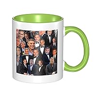 George Clooney Collage Coffee Mug 11 Oz Ceramic Tea Cup With Handle For Office Home Gift Men Women Green