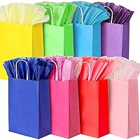 BLEWINDZ 32Pack Gift Bags with 32 Tissue Paper, 8Colors Party Bags with Handles, 10.6