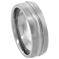 7mm Titanium Wedding Band Ring for Men Polished Convex Center Matte Edges Comfort-fit sizes 7-14