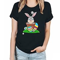 Bunny Rabbit Print Tee Shirts for Women, Teen Girls Summer Short Sleeve Tshirts, Junior Cute Graphic Tees Ladies Outfits