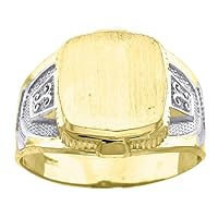 10k Two tone Gold Mens Square Head Signet Ring Jewelry for Men