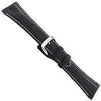 26mm Di Modell Dark Brown Pilot Cowhide Contrast Stitched Waterproof Watch Band