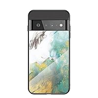 Unique Light Thin Stylish Glossy Marbled Tempered Glass Phone Case for Google Pixel 7 6 5 4 A Pro XL 4G 5G Back Cover. Cool Exquisite Dropproof Bumper(Yellow,Pixel 7 Pro)