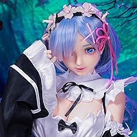 Junying/MOZU Leimu 1:1 Female Seamless Action Figures Full Silicone Material Dolls, Re:Zero 2.0 Series 145cm Flexible Female Figure Dolls for Cosplay/Photography/Arts (Hair Transplant)