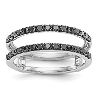 14k White Gold 1/2 Carat Black Diamond Ring Guard Ring Size 7.00 Jewelry for Women
