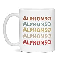 Jaynom Vintage Retro Alphonso Personalized First Name Ceramic Coffee Mug, 11-Ounce White