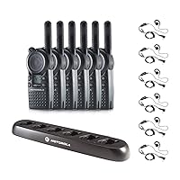 6 Pack of Motorola CLS1410 Walkie Talkie Radios with Headsets & 6-Bank Charger