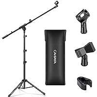 CAHAYA Tripod Microphone Stand Boom Arm Floor Mic Stand with Carrying Bag and 2 Mic Clips for Singing Performance Wedding Stage and Mic Mount CY0239