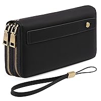 GAEKEAO Wallet for Women Clutch RFID Blocking Leather Wristlet Purse Large Capacity Credit Card Holder with Grip Hand Strap