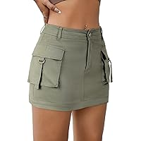 Cargo Skirt Y2K Summer Cotton Bodycon Short Mini Skirts for Women with Pockets