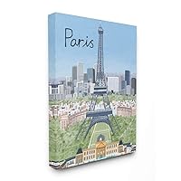 Stupell Industries Paris Colorful Landmarks French City European Architecture, Designed by Carla Daly Wall Art, 16 x 20, Canvas