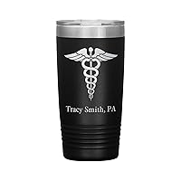 Personalized Physician Assistant Tumbler With Name - Physician Assistant Gift - 20oz Insulated Engraved Stainless Steel PA Cup Black