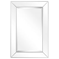Empire Art Direct Solid Wood Frame Wall Mirror Covered with Beveled Mirror Panels, 1