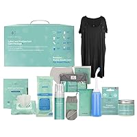Organic Nipple Cream - Breastfeeding Balm | Postpartum Essentials Kit for Mom (14-Piece) - Includes Labor and Delivery Gown, Peri Bottle, Witch Hazel Foam, Pad Liners & More! Postpartum Ca