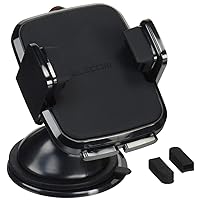Elecom P-CARS02BK Car Holder, Smartphone Stand, Reusable Gel Suction Cup, 360° Rotation, Supports Width 1.8 - 3.5 inches (4.5 - 9 cm), Black