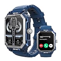 Rogbid Military Smartwatches for Men (Answer/Dial) Tactical Rugged IP69k Waterproof Titanium Smartwatch for Android iOS Mobile Phones Outdoor Sports 680 mAh Fitness Tracker Watch with Heart Rate GPS