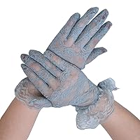 Women's Wrist Length Full Finger Wedding Bridal Floral Lace Mesh Banquet Party Opera Solid Color Short Gloves