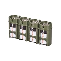 by Powerpax Slimline C Battery Storage Caddy, Military Green, Holds 4 Batteries (Not Included)
