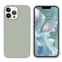 GUAGUA Compatible with iPhone 13 Pro Max Case 6.7 Inch Liquid Silicone Soft Gel Rubber Slim Microfiber Lining Cushion Texture Cover Shockproof Protective Phone Case for iPhone 13 Pro Max, Grey Green