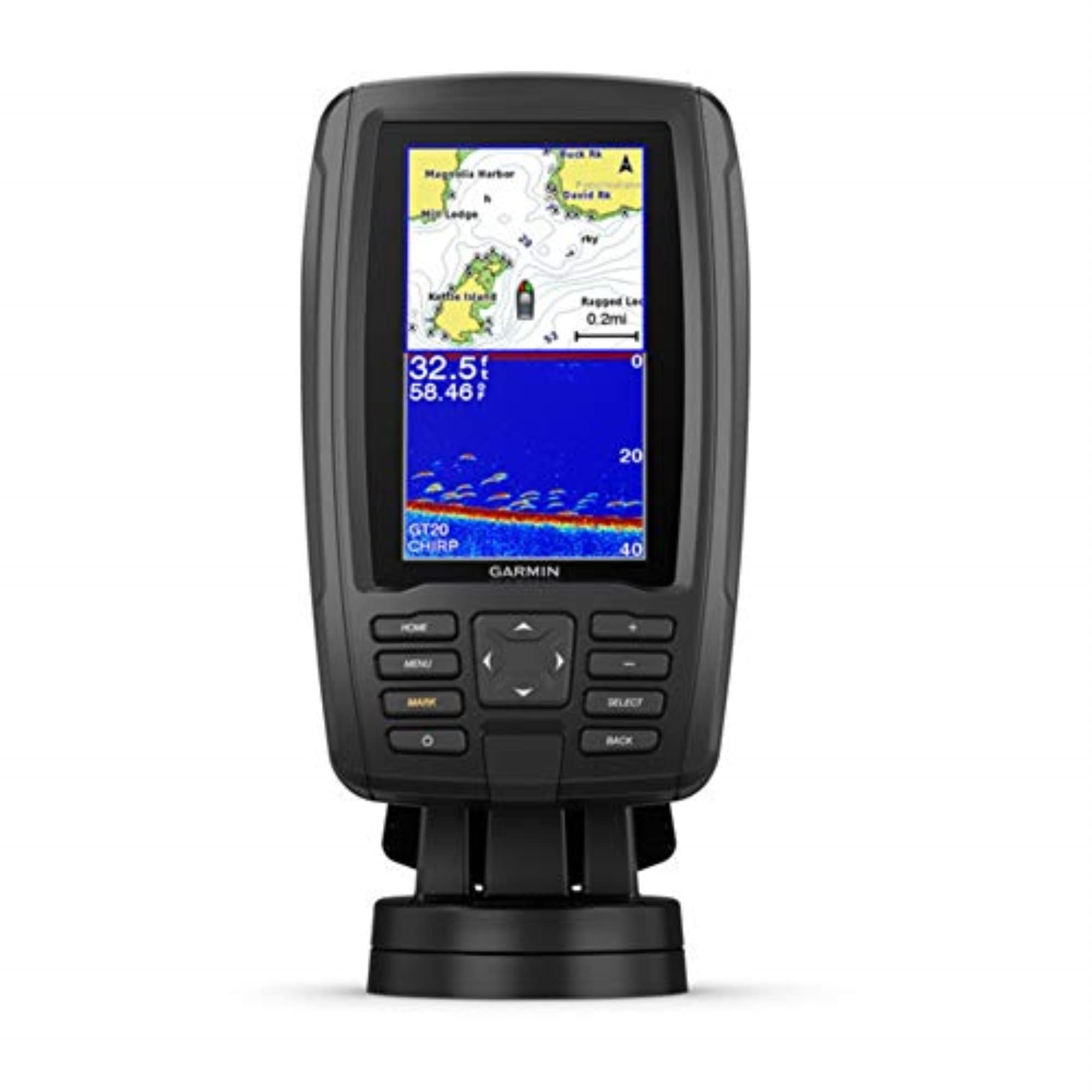 Garmin ECHOMAP Plus 44cv, 4.3-inch Sunlight-readable Combo, Includes GT20 Transducer, with Bluechart G3 Maps and Clearvu and Traditional Chirp Sonar