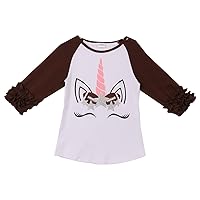 Little Girl Toddler Baseball Unicorn Ruffle Sleeve Tee T-Shirt Top 2t-8
