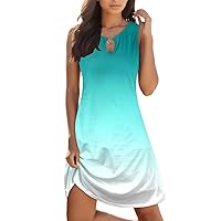 Summer Dresses for Women 2024 Sleeveless Beach Sundress Trendy Print Bohemian Retro Hawaiian Tank Maxi Dress