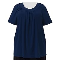 Navy V-Neck Pullover Top Plus Size Woman's Pullover Top