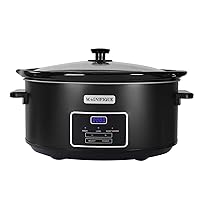 Magnifique 7 Quart Programmable Slow Cooker, Kitchen Appliances, Perfect Kitchen Small Appliance for Family Dinners, Black Stainless Steel