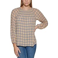 Calvin Klein Womens Houndstooth Pleated Blouse