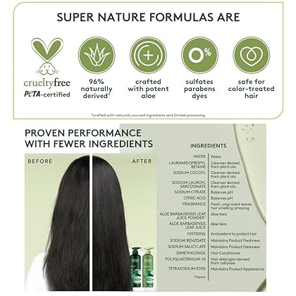 Super Nature Potent Aloe Gentle Moisture Shampoo and Conditioner Sulfates Free, 30 Fl Oz