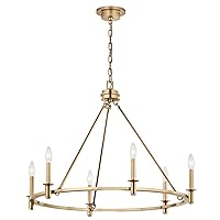 KICHLER Carrick 6-Light Chandelier, Updated Traditional Light in Polished Nickel, Sloped Ceiling Compatible, for Dining Room, Office or Bedroom (23.7