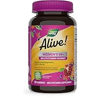 Nature's Way Alive! Women’s 50+ Gummy Multivitamin, Supports Multiple Body Systems*, Supports Healthy Heart, Brain & Bones*, B-Vitamins, Mixed Berry Flavored, 60 Gummies (Packaging May Vary)