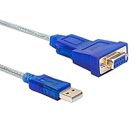 DTECH 6 Feet USB to RS232 DB9 Female Serial Adapter Cable Windows 11 10 8 7 Mac Linux Serial to USB 2.0 (PL2303 Chip)