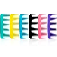 6 Pieces Large Wide Tooth Hair Comb Color Set Wide Tooth Comb for Curly Thick, and Long Hair Wet and Dry Use No Handle Detangler Comb Styling Shampoo Comb for Women Men and Kids