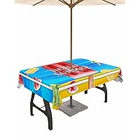 Watercolor Ice Cream Outdoor Indoor Table Cloth Rectangle Table 60x102, Red Watermelon Summer Painting Washable Waterproof Tablecloth with Umbrella Hole Zipper for Parties Pool Patio Coffee