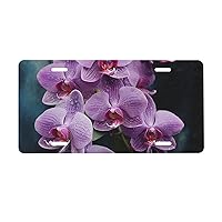 Beautiful Purple Orchids License Plate 6Ã—12 Inch Aluminum Metal License Plate Cover Novelty Vanity Tag Personalized Decorative Car Plate Car Tag 4 Holes Men Women Gifts