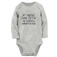 My Parents Think They're In Charge They Are So Cute Funny Romper Newborn Baby Bodysuit Infant Jumpsuit Kids Long Outfits