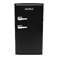 West Bend Mini Fridge with Freezer Retro-Styled for Home Office or Dorm, Manual Defrost and Adjustable Temperature, 3 Cu.Ft, Black