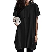 Dokotoo Womens Summer Oversized Hoodies Casual Short Sleeve Shirts Fashion Tunic Tops with Pockets