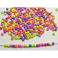 Vuslo 1000 Mixed Matte Fluorescent Neon Beads Acrylic Round Beads 4mm(0.16