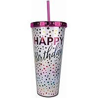 Spoontiques Happy Birthday Foil Cup w/Straw