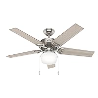 Hunter Fan Company, 53419, 52 inch Viola Brushed Nickel Ceiling Fan with LED Light Kit and Pull Chain