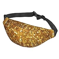 Fanny Pack For Men Women Casual Belt Bag Waterproof Waist Bag Gold Bling Running Waist Pack For Travel Sports