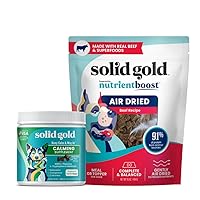 Solid Gold Calming Chews 120ct & Air Dried Food Topper for Dogs 1LB - Complete and Balanced Nutrition for Dry or Wet Food